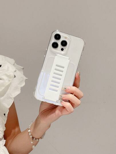 1pc Transparent TPU Soft Bumper Case With Silicone Loop Strap, 4-Corner Drop Protection Phone Cover Compatible With Apple Smartphones Waterproof Shockproof Anti-Fall Scratch Resistant