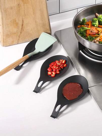 4 件装硅胶勺子托垫，耐热厨房用具勺子架，易于清洁，厨房工具