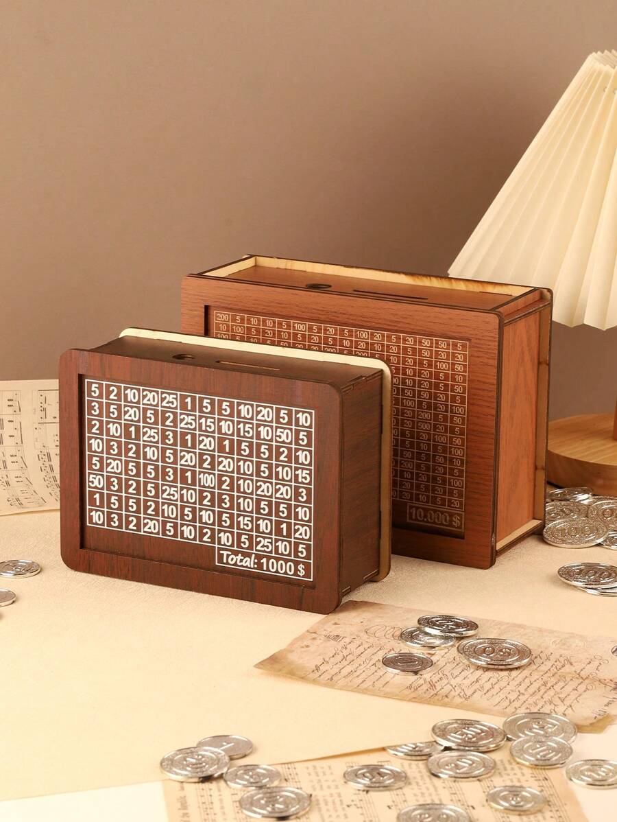 1 Stück $1000/$2000/$3000/$5000/$10000 Vintage Holz Geldkassette, Bargeldkassette zum Aufbewahren von Münzen, plus ein kostenloses Whiteboard Marker, Bargeldkassette - Verschiedenfarbig - Übersicht 1