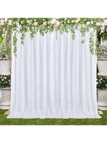 1 pieza Cortina de tul como telón de fondo para bautizo, boda, fiesta, hotel, decoración de cabina fotográfica de eventos - Multicolor - Ver 31