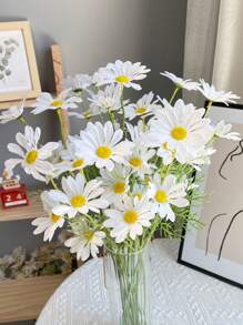 1PCS/2PCS/6PCS 洋甘菊仿真花，欧式餐桌小雏菊假花家居装饰，小野菊花，适合春夏季家居餐桌装饰、情人节、生日毕业礼物、秋季装饰、秋季 - 白色 - 查看 4