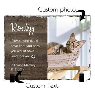 1PC PERSONALIZED Photo Rock Slate, Pet Loss Gift, Cat Memorial Gift, Pet Sympathy Gift, Dog Bereavement Photo Gift, Loss Of Pet, Photo Plaque.