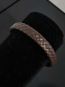 Leather Bracelet, Thin And Minimalist - Brown With Metal Clasp - màu nâu - Xem 7