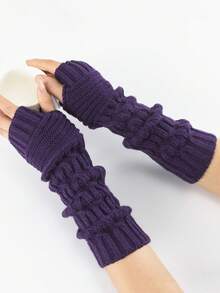 1 đôi Găng Tay Dệt Kim Jacquard, Găng Tay Nửa Ngón Mới Thu Đông Cho Nam Và Nữ, Tay Chống Lạnh Cổ Tay - Nhiều màu - Xem 1