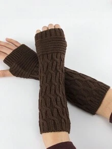 1 đôi Găng Tay Dệt Kim Jacquard, Găng Tay Nửa Ngón Mới Thu Đông Cho Nam Và Nữ, Tay Chống Lạnh Cổ Tay - Nhiều màu - Xem 2