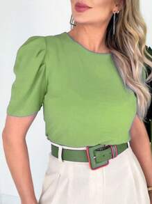 WOMEN'S BLOUSE SHORT SLEEVE PRINCESS PUFANTE DUNA - Neblina azul - Ver 1
