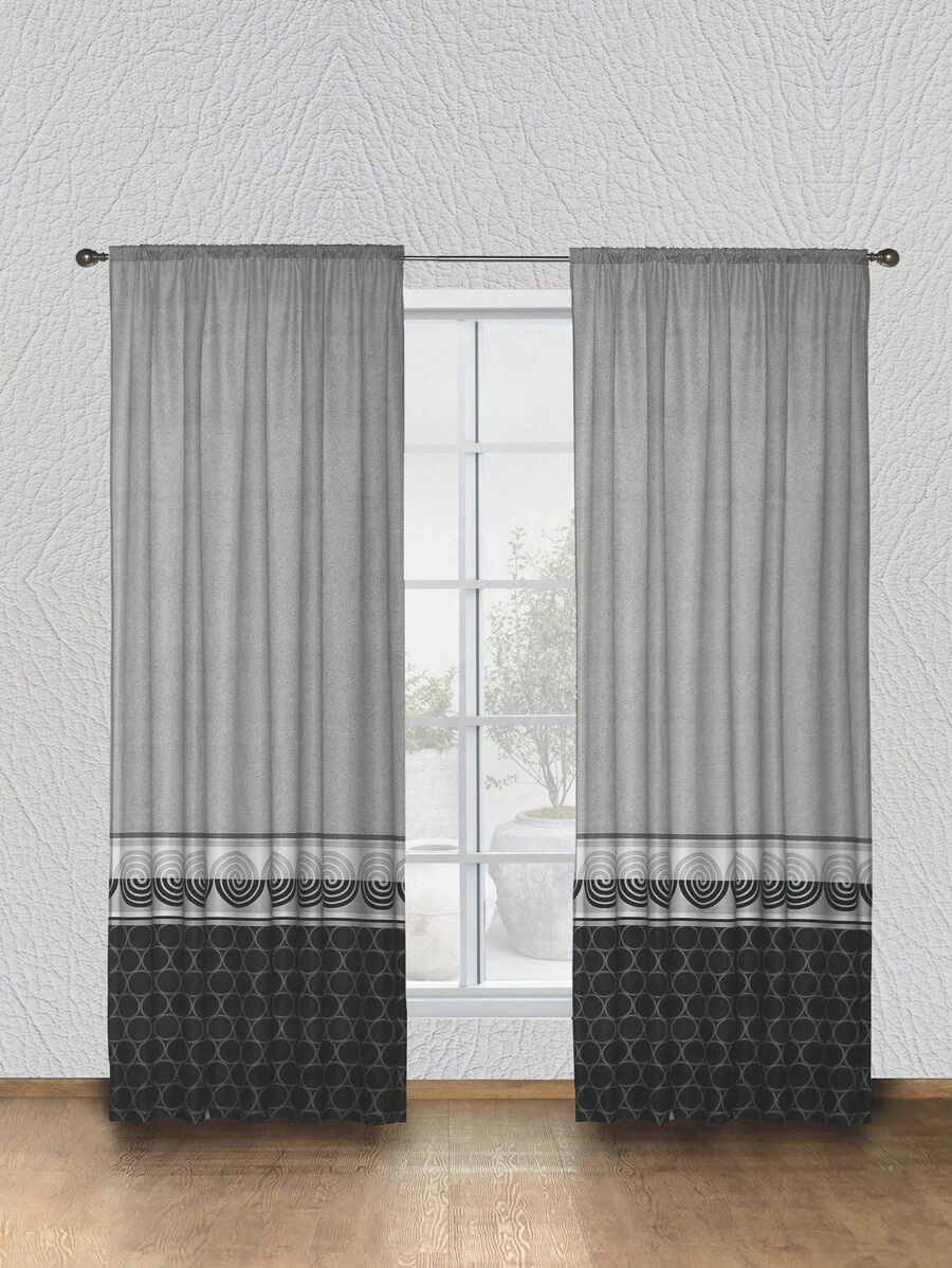 Home Elephant Cortina Dos Paneles De 1.30 X 2.20 Mt. Transparencia Media - Gris Claro - Ver 1