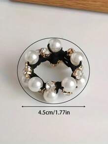 Women's Retro Style Hair Accessories Set, Including Ponytail Ties, Faux Pearl Trim Hair Scrunchies, And Rhinestone Decor (No Cardboard) - Ponytail Ties, Hair Bands, Elastic Hair Ties, Hair Scrunchies, Hair Rings, Gifts, Hair Ties Head Accessories Rubber Bands Holiday Accessories For Outdoor Activities, Vacation, Travel, Outfit Accessories, And Gifting,Festival,Party - Multicolor - View 11