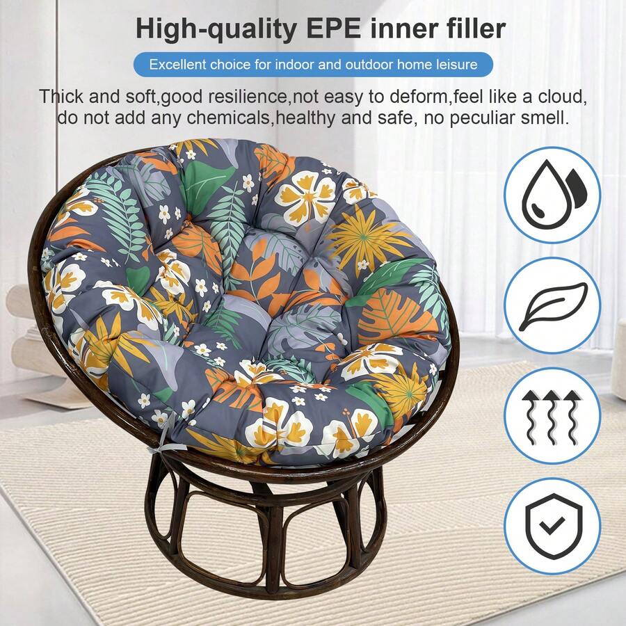 Outdoor Papasan Cushion Cover Only Round Seat Cushion Pad Outdoor Cushion Only, Thickened Overstuffed Round Cushion Chair Hanging Egg Chair Seat Cushion Chair Padded For Garden Chair Cushion,Patio,Backyard Papasan Chair Cushion Seat Pad For Easy Closure And Removal, Silky Smooth Fabric - 彩色 - 查看 1