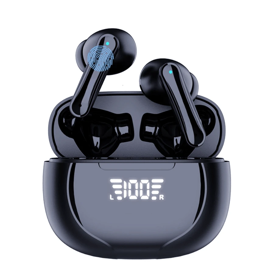 Wireless Earbuds With LED Display - Black - View 1
