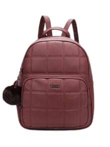 PU Leather Backpack Women Waterproof Backpack With Keychain Reinforced Korean Travel Pompom - 卡其色 - 查看 6