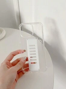 1pc Transparent TPU Soft Bumper Case With Silicone Loop Strap, 4-Corner Drop Protection Phone Cover Compatible With Apple Smartphones Waterproof Shockproof Anti-Fall Scratch Resistant - White - View 2