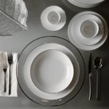 Luxury Porcelain Dessert Plate With Silver Edge 19cm Legacy Silver Mesa Posta - 白色 - 查看 4