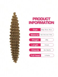 Deep Water Wave 22inch Wholesale Curly Crochet Braid Hair Ombre Wavy Curls Water Wave With Curly Ends - Multicolor - View 5