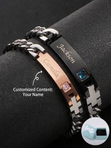 Customized Minimalist Fashion English Name Couple Bracelet, Gift For Valentine's Day, Mother's Day, Father's Day, Birthday, Anniversary, Friends, Graduation, Christmas, Family