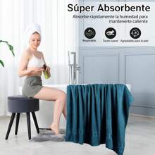 Juego de 6 Toallas de Baño de Lujo 100%,2 Toalla de Mano,2 Toalla,2 Toalla de Baño,Fuerte Absorción de Agua y Secado Rápido,para Hotel, Hogar,Gimnasio Color Azul - Azul - Ver 2