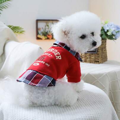 1 件宠物服装，小狗和小猫秋冬装，2 合 1 运动衫设计