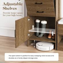 RoyalCraft Atta 69" Hall Tree Shoe Storage Cabinet With Pegboard - Brown - View 4