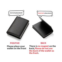 热销新款碳纤维超薄铝制男士钱包 ID 信用卡夹自动弹出银行卡夹黑色钱包黑卡夹万圣节钱包情人节礼物圣诞礼物钱包男士迷你钱包卡包 Rfid 钱包 - 黑色 - 查看 5