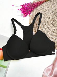 DOUBLE MICROFIBER SWIMMING BRA - 黑色 - 查看 1