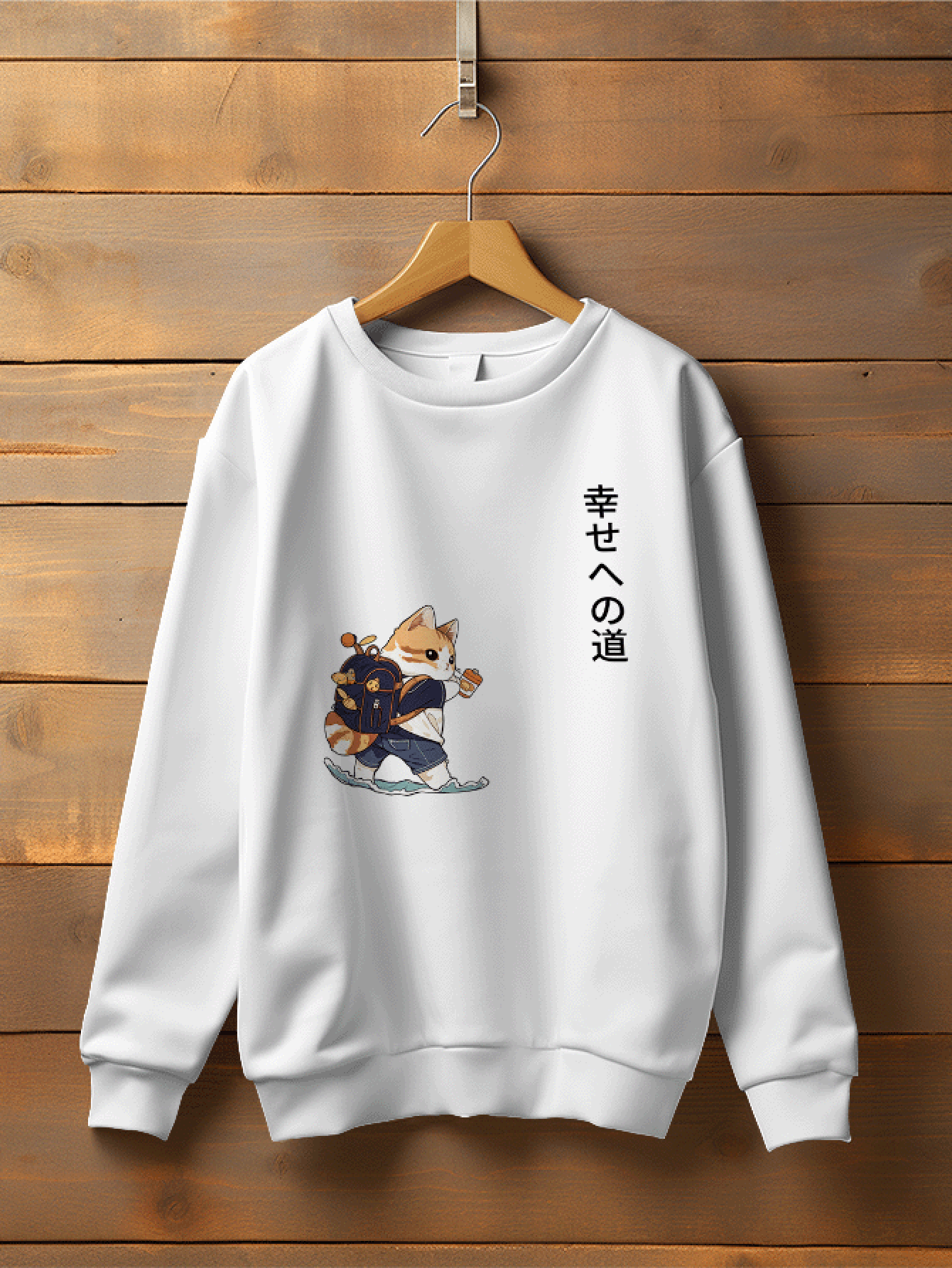 Blouse Moletom Gato Mochila Cat Fofo Japanese CANGURU 2416 FLUXOGEEK - White - View 1
