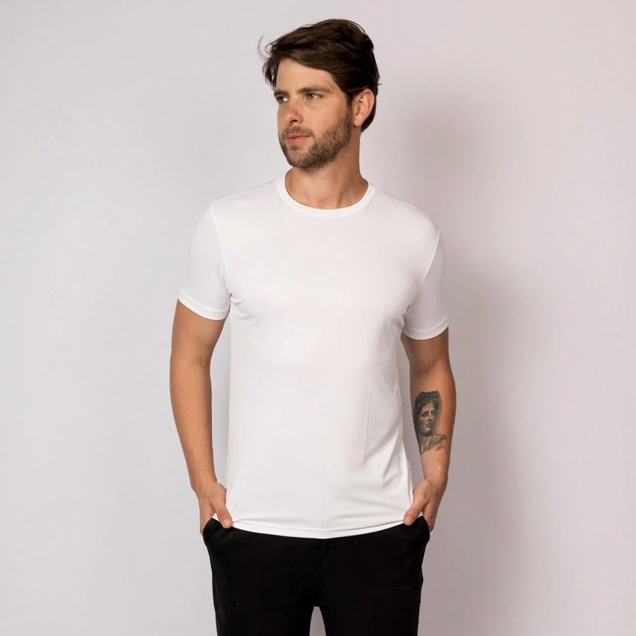 Dry Fit 100% Polyamide Cold Mesh Running Shirt For Men, White - 白色 - 查看 1