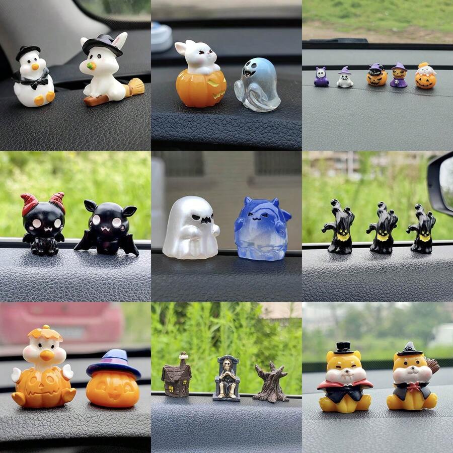 Bộ phụ kiện trang trí dễ thương trên bảng điều khiển xe Halloween - nhiều màu - Xem 1