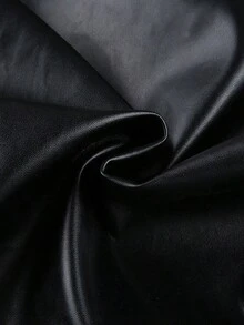 Chaqueta vintage de mujer de unicolor con bolsillos, botones y mangas largas, Cazadoras de PU para mujer - Negro - Ver 7