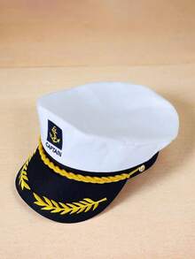 2 piezas/Set Gorro de capitán de la marina + Gafas de sol reflectantes de moda, Conjunto de gorra y gafas, Gorra de uniforme de cosplay Sombrero plano de capitán marinero, Adecuado para actuaciones, fotografía, vestimenta diaria, opción de regalo ideal - Multicolor - Ver 5