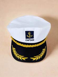 2 piezas/Set Gorro de capitán de la marina + Gafas de sol reflectantes de moda, Conjunto de gorra y gafas, Gorra de uniforme de cosplay Sombrero plano de capitán marinero, Adecuado para actuaciones, fotografía, vestimenta diaria, opción de regalo ideal - Multicolor - Ver 4