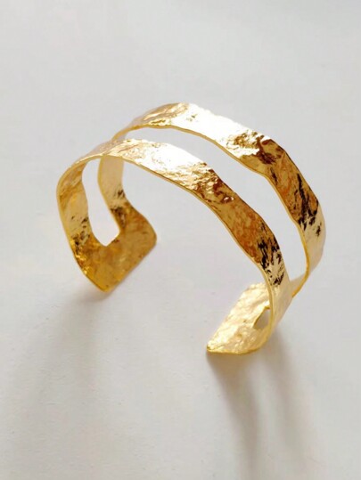 Brazalete abierto de metal simple, joyería para mujer y niña para fiesta