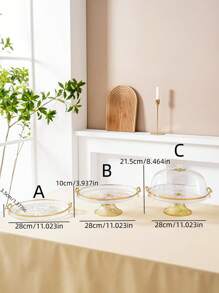 1 件创意豪华圆形蛋糕架带圆顶盖，适用于万圣节、圣诞节礼物、婚礼、派对装饰托盘 - 彩色 - 查看 15