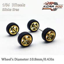 Kicarmod 1/64 ABS Wheels For Model Car With Rubber Tires Metal Rims Electroplating  Colorful Vehicle Toy Five Claws Wheels Refitting Parts,Premium Car Culture True Rider Series,Metal And Rubber Material Detail Accessories For Model Player Collection Modification Hobby Modified Parts - Multicolor - View 5