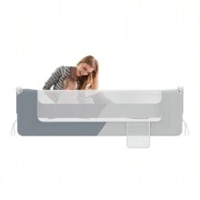 VA-Cerulean Foldable Bed Guard, Grey/Dark Grey+Grey, 150 Cm/180 Cm/200 Cm, Breathable Bed Rail With Storage Bag, Bed Rail Fall Protection For Baby & Children Height Adjustable 72-86 Cm Children's Bed Rail Baby Bed Rail - Dark Grey+Grey - View 4