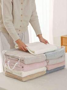 1 Pieza Bolsa de almacenamiento Bolsa de almacenamiento de edredón Bolsa de almacenamiento doméstica de gran capacidad transparente a prueba de polvo y humedad Bolsa de almacenamiento portátil para organizador de armario para dormitorio para regreso a la escuela Caja de almacenamiento Contenedores de almacenamiento Organizador Cubos de almacenamiento Dormitorio Hogar Para mantas Ropa de cama Edredón Almohada Juguetes Bolsa para la escuela Accesorios escolares Artículos escolares