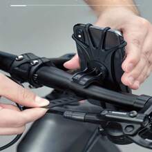 1pc Multifunctional Silicone Bike/Motorcycle Phone Holder, Rotatable For Bicycle, Moped, Motorbike Navigation - Black - View 4