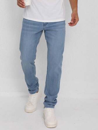 男士直筒休闲潮流日常街头风流行百搭盐洗牛仔裤