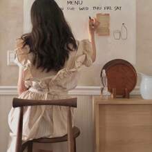 1 Miếng Ruffled Lanh Tạp dề , Lưng X Tạp dề Với Túi , Dây Tạp dề Đối với Bếp trưởng Nghề làm vườn Nấu nướng Làm bánh Người bán hoa Cửa hàng Bức tranh Tạp dề , Quần yếm - Màu Khaki - Xem 9