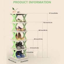 4 层/5 层/6 层折叠鞋架 - 节省空间、可堆叠、可拆卸、易于组装、耐用的塑料储物架，适用于入口、走廊、卧室、客厅、家庭、宿舍 - 非常适合整理鞋子、靴子、高跟鞋、运动鞋等 - 彩色 - 查看 7