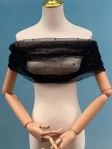 1 pieza Chal transparente con decoración de lentejuelas de moda para mujer, para boda/fiesta/fotografía - Multicolor - Ver 10