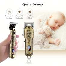 Upgrade Hair Clippers Kit For Men Professional Barber Clippers-Hair Trimmer-Ear Nose Trimmer Set, Barber Supplies For Mens Grooming Kit With LED Display, Gifts For Men - Gold - View 4