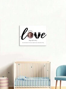 1pc 40x30cm Aangepaste decoratie muur kunst pasgeboren baby portret foto gepersonaliseerde vezel canvas print, rechthoekige frameloze muur decor voor slaapkamer, woonkamer, huis