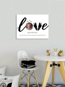 1pc 40x30cm Aangepaste decoratie muur kunst pasgeboren baby portret foto gepersonaliseerde vezel canvas print, rechthoekige frameloze muur decor voor slaapkamer, woonkamer, huis