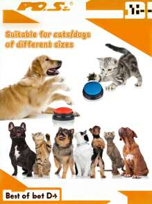 Domowe nagrywanie głosu dla zwierząt domowych Zagraj w zabawki Losowe kolory Czerwona pomarańczowa róża Czerwone niebieskie przyciski do szkolenia zwierząt domowych Zabawa, komunikacja Szkolenie z brzęczykiem dla zwierząt, nauka Biuro w domu Prezent