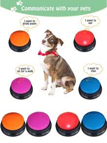 Domowe nagrywanie głosu dla zwierząt domowych Zagraj w zabawki Losowe kolory Czerwona pomarańczowa róża Czerwone niebieskie przyciski do szkolenia zwierząt domowych Zabawa, komunikacja Szkolenie z brzęczykiem dla zwierząt, nauka Biuro w domu Prezent