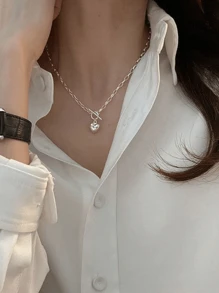1pc Heart Shaped Hollow Pendant, Sweet & Cute Jewelry For Ladies, Suitable For Party, Ball, Banquet, Vacation Valentines,Mom,Mother,Mother's Day,Gift