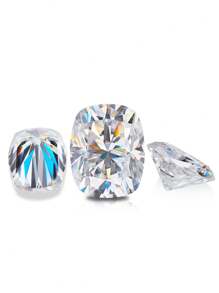 1 颗垫形切割莫桑石散石，D-GH 颜色，高品质，适用于珠宝戒指镶嵌