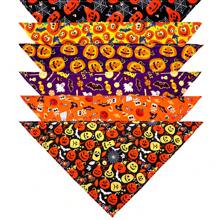 Random 6 Pieces Halloween Dog Bandana For Dogs Halloween Dog Bib Triangle, Dog Bandana Skull Pumpkin Adjustable Washable Pet Scarf For Dogs And Cats - Multicolor - View 9