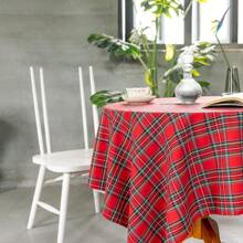Classic Red Holiday Decorative Table Cloth In Vintage Stripe And Plaid Linen For Dining Room, Party - Tablecloth - View 1