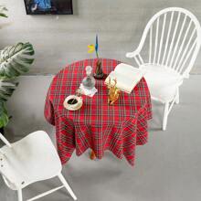 Classic Red Holiday Decorative Table Cloth In Vintage Stripe And Plaid Linen For Dining Room, Party - Tablecloth - View 7